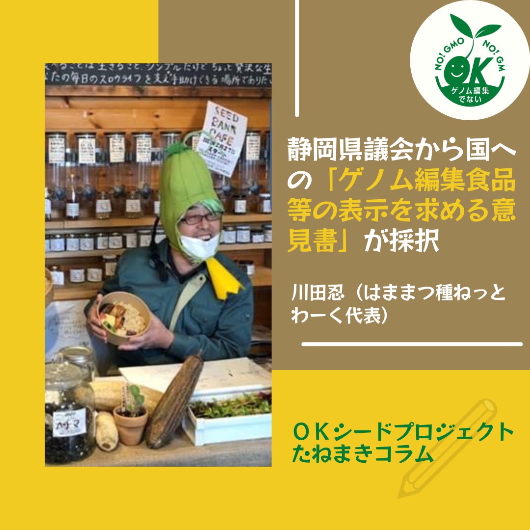 たねまきコラム】静岡県議会から国への「ゲノム編集食品等の表示を
